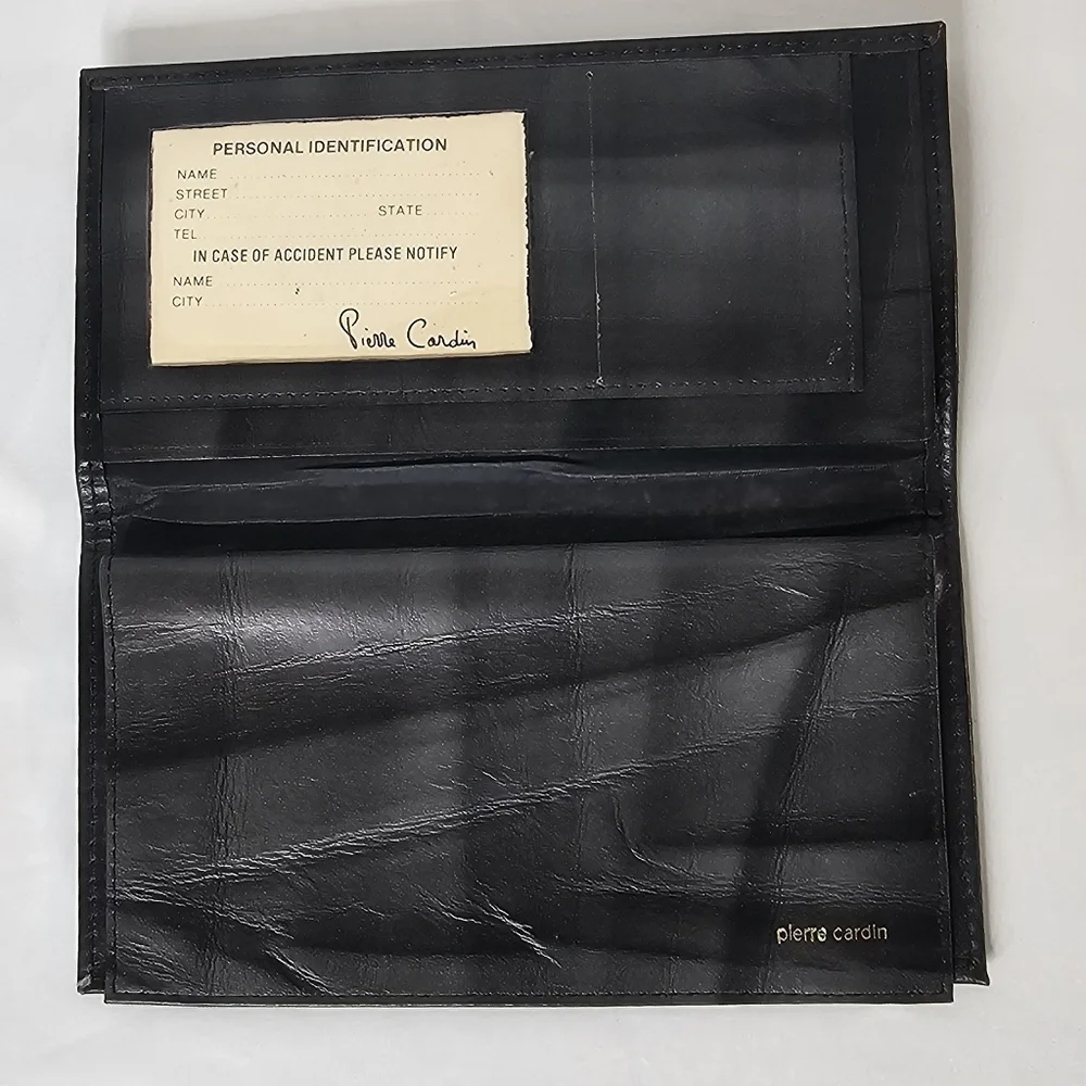 Vintage Pierre Cardin Wallet  Black Leather Slim